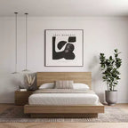 Set camera da letto matrimoniale 3 pezzi, letto a piattaforma + testiera + comodino, senza base a molle, 1 anno di garanzia