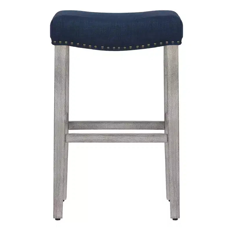 Sgabello da bar imbottito con sedile a sella da 29" - Set di 2 grigio antico/blu navy