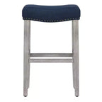 Sgabello da bar imbottito con sedile a sella da 29" - Set di 2 grigio antico/blu navy