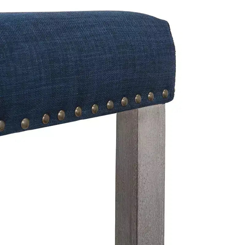 Sgabello da bar imbottito con sedile a sella da 29" - Set di 2 grigio antico/blu navy