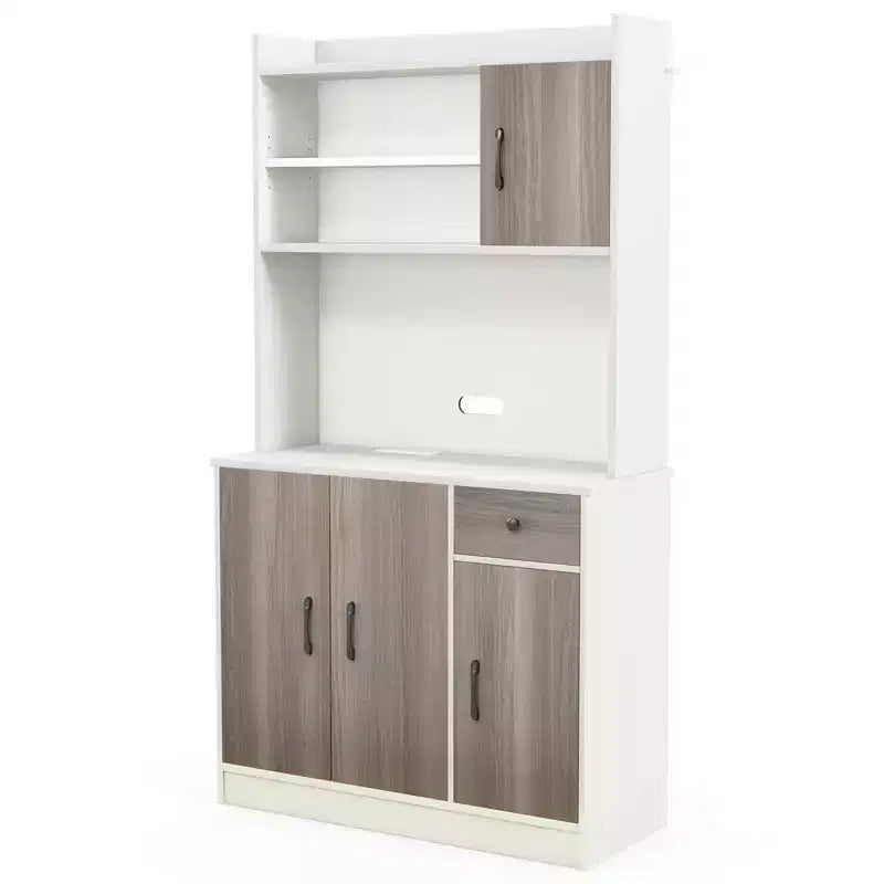 Dispensa da Cucina 71" con Credenza, 4 Ante, 1 Cassetto, 10 Ripiani, MDF, Antiribaltamento, Bianco
