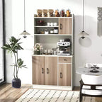 Dispensa da Cucina 71" con Credenza, 4 Ante, 1 Cassetto, 10 Ripiani, MDF, Antiribaltamento, Bianco