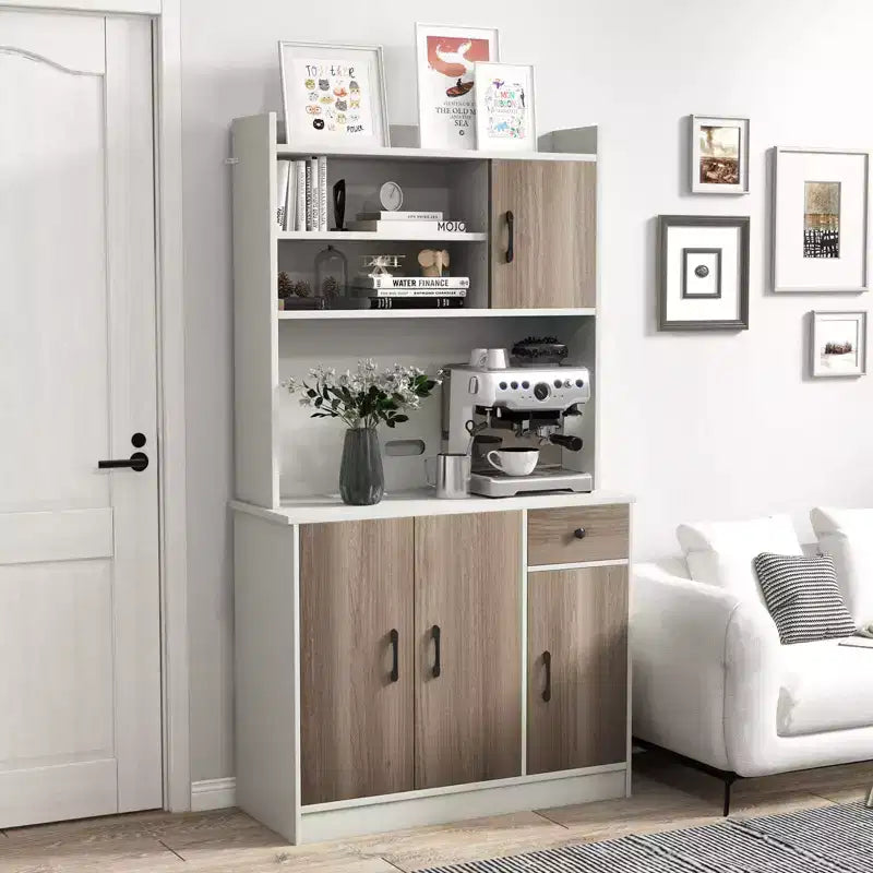 Dispensa da Cucina 71" con Credenza, 4 Ante, 1 Cassetto, 10 Ripiani, MDF, Antiribaltamento, Bianco