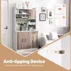 Dispensa da Cucina 71" con Credenza, 4 Ante, 1 Cassetto, 10 Ripiani, MDF, Antiribaltamento, Bianco