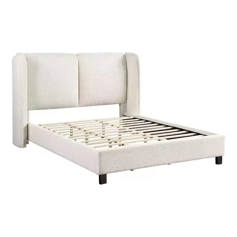 HOMES: Inside + Out Queen Shellsea Modern Boucle Upholstered Platform Bed with Wingback Headboard
