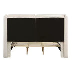Letto Queen con piattaforma imbottita Bouclé, testiera Wingback, 227 kg, struttura in legno, senza box spring