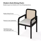 Sedia da pranzo moderna in rattan con cuscino rimovibile, struttura in legno di gomma, set da 2