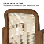 Sedia da pranzo moderna in rattan con cuscino rimovibile, struttura in legno di gomma, set da 2