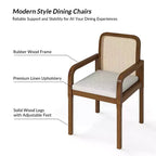 Sedia da pranzo moderna in rattan con cuscino rimovibile, struttura in legno di gomma, set da 2