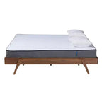 Struttura letto in legno Mid-Century Modern, Noce Rubberwood, doghe in legno, nessun box spring necessario