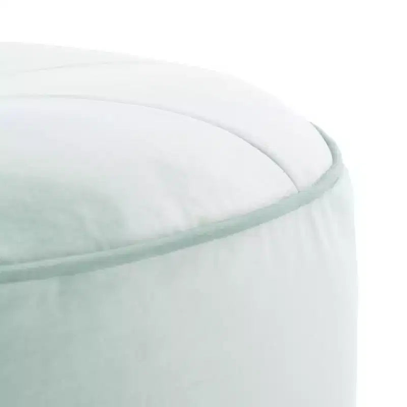 Pouf rotondo in velluto trapuntato, rosa cipria, struttura in legno, imbottitura in schiuma, 125 kg, 50 cm di diametro