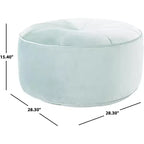 Pouf rotondo in velluto trapuntato, rosa cipria, struttura in legno, imbottitura in schiuma, 125 kg, 50 cm di diametro