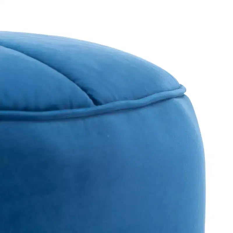 Pouf rotondo in velluto trapuntato, rosa cipria, struttura in legno, imbottitura in schiuma, 125 kg, 50 cm di diametro
