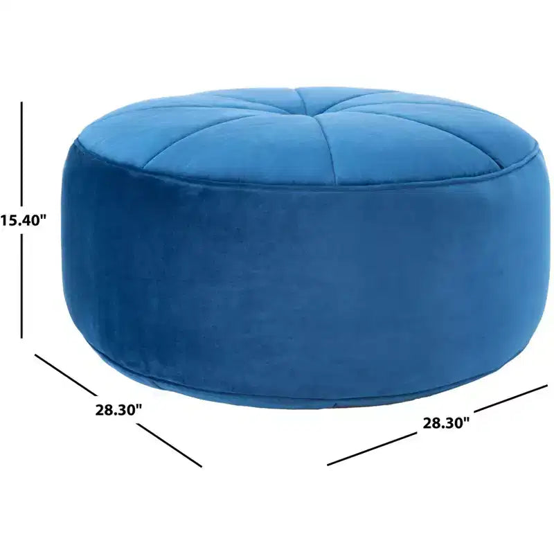 Pouf rotondo in velluto trapuntato, rosa cipria, struttura in legno, imbottitura in schiuma, 125 kg, 50 cm di diametro