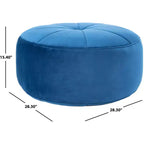 Pouf rotondo in velluto trapuntato, rosa cipria, struttura in legno, imbottitura in schiuma, 125 kg, 50 cm di diametro