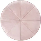 Pouf rotondo in velluto trapuntato, rosa cipria, struttura in legno, imbottitura in schiuma, 125 kg, 50 cm di diametro