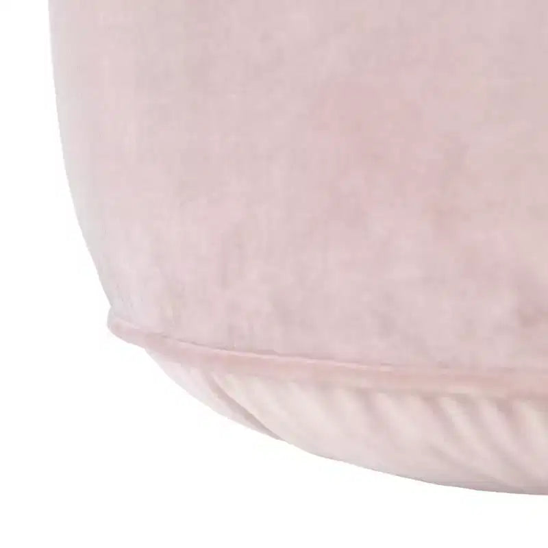 Pouf rotondo in velluto trapuntato, rosa cipria, struttura in legno, imbottitura in schiuma, 125 kg, 50 cm di diametro