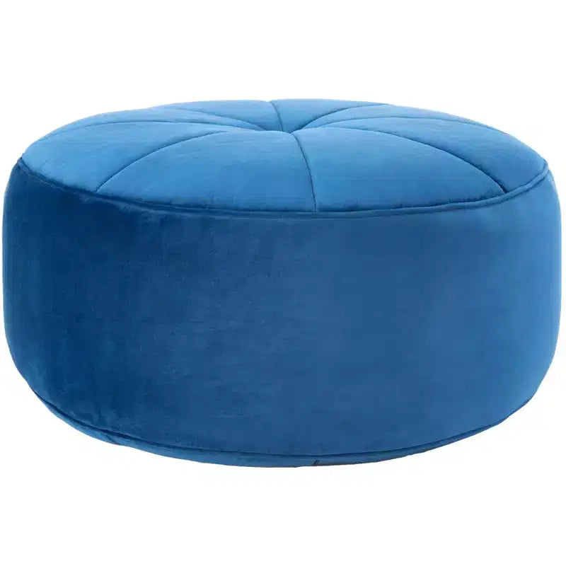 Pouf rotondo in velluto trapuntato, rosa cipria, struttura in legno, imbottitura in schiuma, 125 kg, 50 cm di diametro