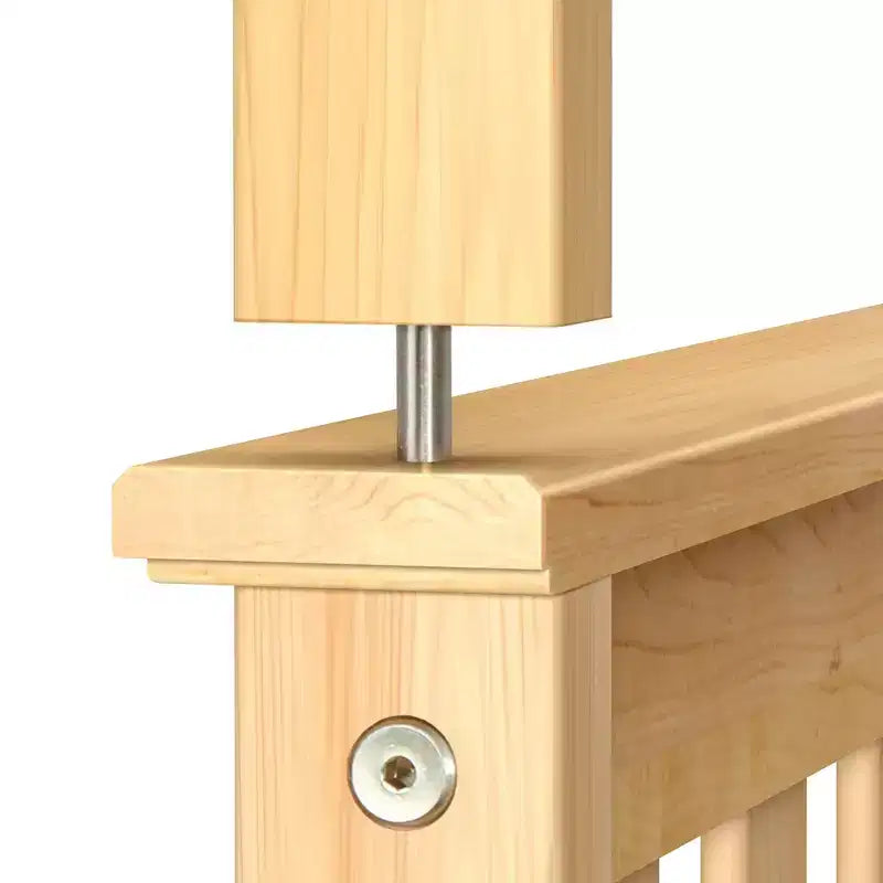 Plank+Beam Letto a castello in legno massello singolo su singolo per adulti con scala, nessuna rete necessaria