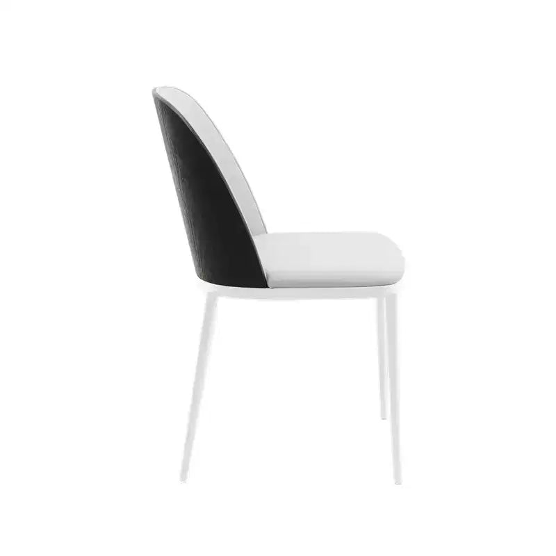 LeisureMod Tule Set di 2 sedie moderne da pranzo con seduta in pelle PU, velluto o camoscio e struttura in acciaio bianco - Cucina, sala da pranzo, casa, bar, posti a sedere