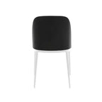 LeisureMod Tule Set di 2 sedie moderne da pranzo con seduta in pelle PU, velluto o camoscio e struttura in acciaio bianco - Cucina, sala da pranzo, casa, bar, posti a sedere