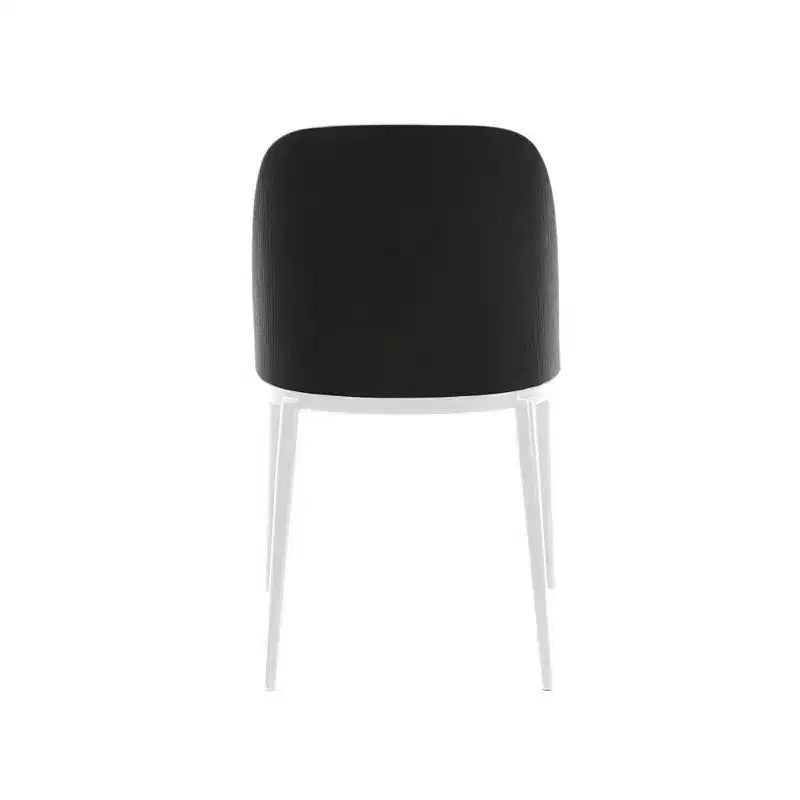 LeisureMod Tule Set di 2 sedie moderne da pranzo con seduta in pelle PU, velluto o camoscio e struttura in acciaio bianco - Cucina, sala da pranzo, casa, bar, posti a sedere