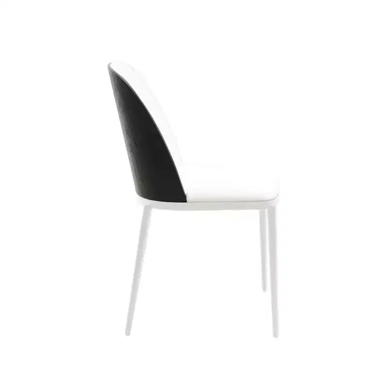 LeisureMod Tule Set di 2 sedie moderne da pranzo con seduta in pelle PU, velluto o camoscio e struttura in acciaio bianco - Cucina, sala da pranzo, casa, bar, posti a sedere