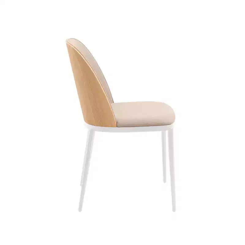 LeisureMod Tule Set di 2 sedie moderne da pranzo con seduta in pelle PU, velluto o camoscio e struttura in acciaio bianco - Cucina, sala da pranzo, casa, bar, posti a sedere