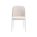LeisureMod Tule Set di 2 sedie moderne da pranzo con seduta in pelle PU, velluto o camoscio e struttura in acciaio bianco - Cucina, sala da pranzo, casa, bar, posti a sedere