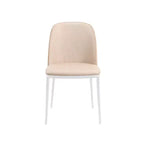 LeisureMod Tule Set di 2 sedie moderne da pranzo con seduta in pelle PU, velluto o camoscio e struttura in acciaio bianco - Cucina, sala da pranzo, casa, bar, posti a sedere