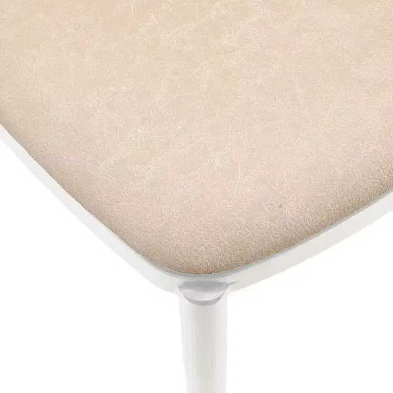 LeisureMod Tule Set di 2 sedie moderne da pranzo con seduta in pelle PU, velluto o camoscio e struttura in acciaio bianco - Cucina, sala da pranzo, casa, bar, posti a sedere