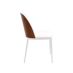 LeisureMod Tule Set di 2 sedie moderne da pranzo con seduta in pelle PU, velluto o camoscio e struttura in acciaio bianco - Cucina, sala da pranzo, casa, bar, posti a sedere