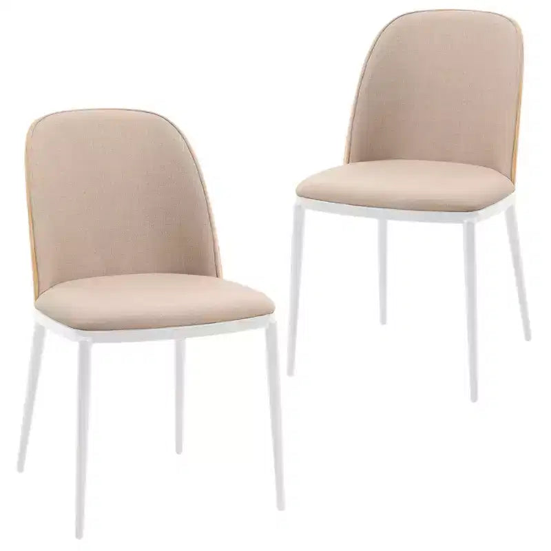 LeisureMod Tule Set di 2 sedie moderne da pranzo con seduta in pelle PU, velluto o camoscio e struttura in acciaio bianco - Cucina, sala da pranzo, casa, bar, posti a sedere
