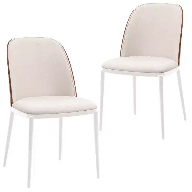 LeisureMod Tule Set di 2 sedie moderne da pranzo con seduta in pelle PU, velluto o camoscio e struttura in acciaio bianco - Cucina, sala da pranzo, casa, bar, posti a sedere