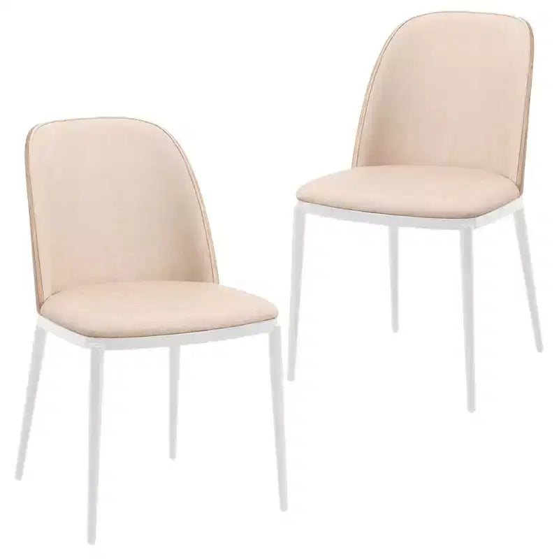 LeisureMod Tule Set di 2 sedie moderne da pranzo con seduta in pelle PU, velluto o camoscio e struttura in acciaio bianco - Cucina, sala da pranzo, casa, bar, posti a sedere