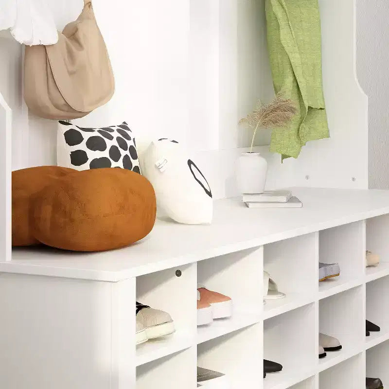 Famapy Bianco 63W 18 Scomparti per Scarpe Armadio da Ingresso con Ganci