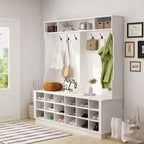 Famapy Bianco 63W 18 Scomparti per Scarpe Armadio da Ingresso con Ganci