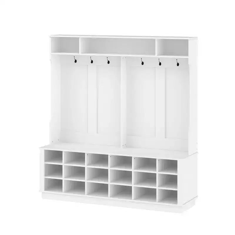 Famapy Bianco 63W 18 Scomparti per Scarpe Armadio da Ingresso con Ganci