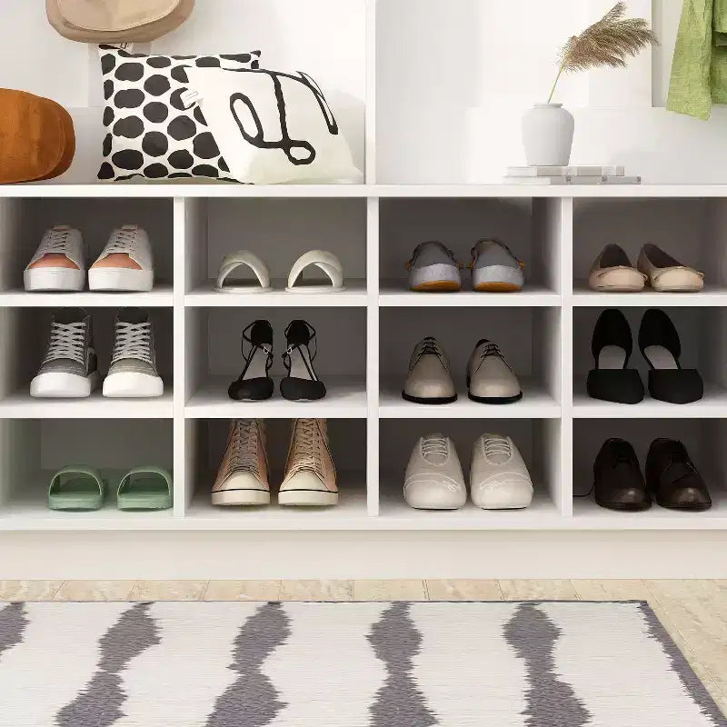 Famapy Bianco 63W 18 Scomparti per Scarpe Armadio da Ingresso con Ganci