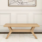 Panca da pranzo in legno massello di pino 48", base a gambe incrociate, stile scandinavo minimalista, per ingresso o sala da pranzo