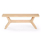 Panca da pranzo in legno massello di pino 48", base a gambe incrociate, stile scandinavo minimalista, per ingresso o sala da pranzo