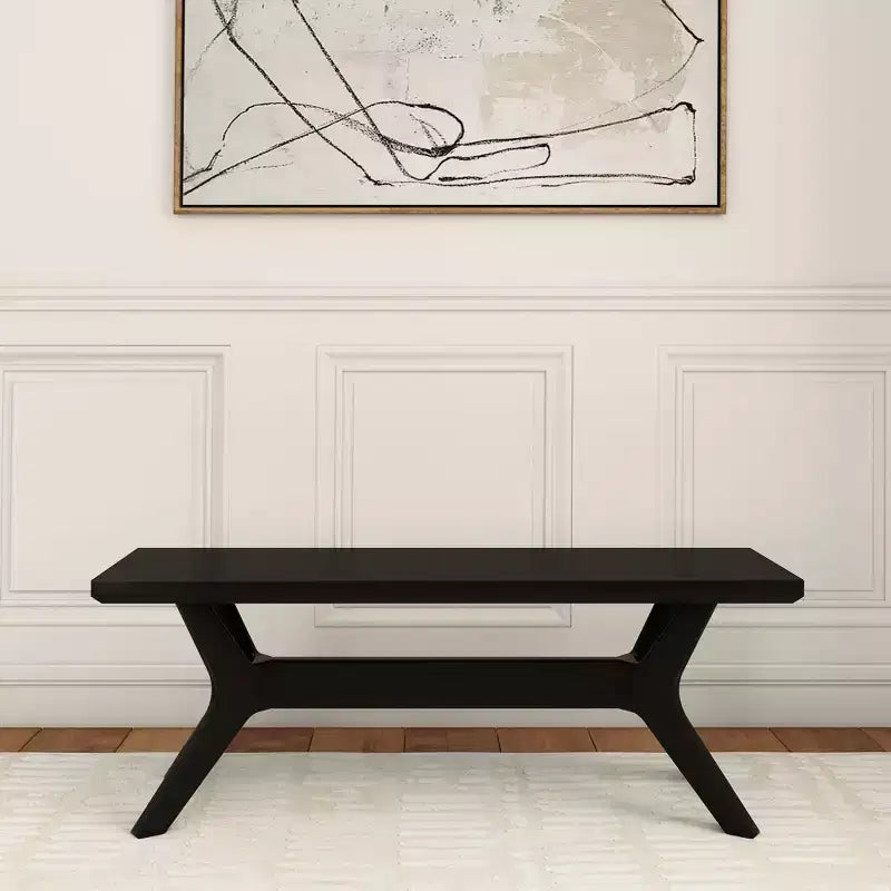 Panca da pranzo in legno massello di pino 48", base a gambe incrociate, stile scandinavo minimalista, per ingresso o sala da pranzo