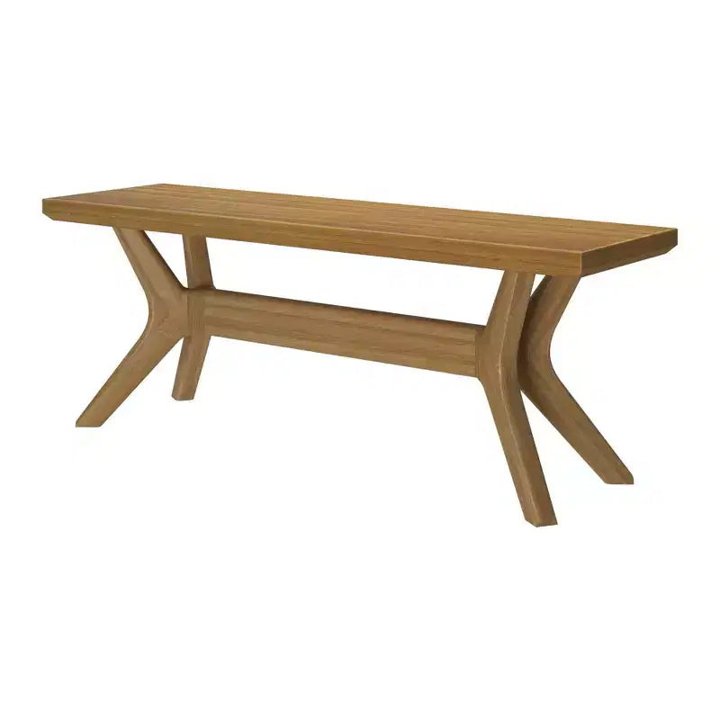Panca da pranzo in legno massello di pino 48", base a gambe incrociate, stile scandinavo minimalista, per ingresso o sala da pranzo