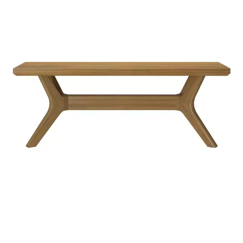 Panca da pranzo in legno massello di pino 48", base a gambe incrociate, stile scandinavo minimalista, per ingresso o sala da pranzo