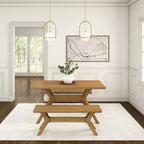 Panca da pranzo in legno massello di pino 48", base a gambe incrociate, stile scandinavo minimalista, per ingresso o sala da pranzo