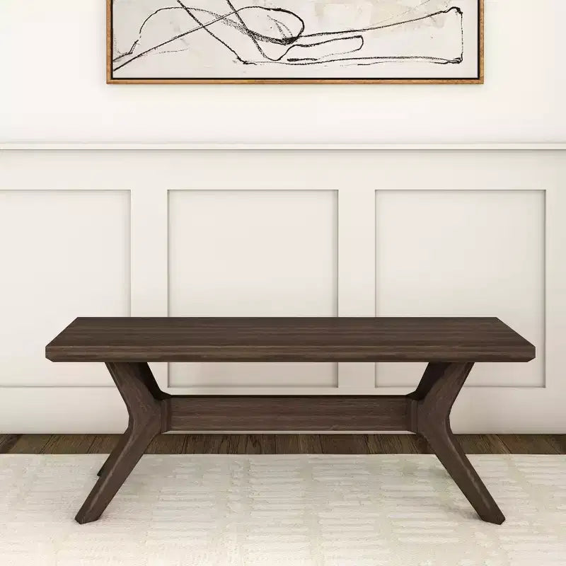 Panca da pranzo in legno massello di pino 48", base a gambe incrociate, stile scandinavo minimalista, per ingresso o sala da pranzo