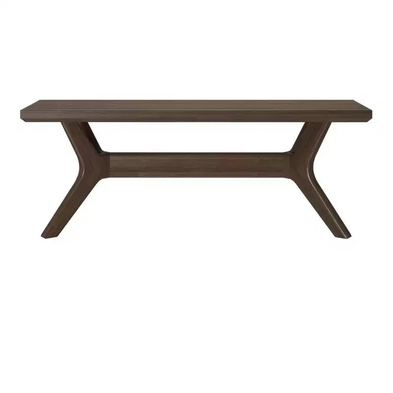 Panca da pranzo in legno massello di pino 48", base a gambe incrociate, stile scandinavo minimalista, per ingresso o sala da pranzo