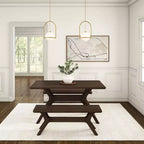 Panca da pranzo in legno massello di pino 48", base a gambe incrociate, stile scandinavo minimalista, per ingresso o sala da pranzo