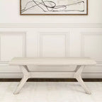 Panca da pranzo in legno massello di pino 48", base a gambe incrociate, stile scandinavo minimalista, per ingresso o sala da pranzo