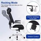 Sedia da ufficio ergonomica a schienale alto Big & Tall in rete, 227 kg, braccioli ribaltabili, poggiatesta e supporto lombare regolabili, nera